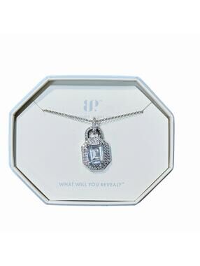 Bomb Party Necklace "Locked And Loaded" Clear CZ on Rhodium LOCK